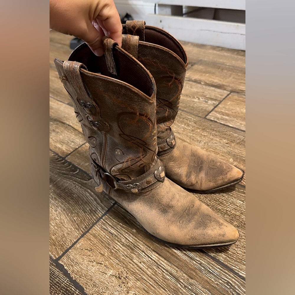 Durango RD4155 Crush Western Boots Womens 8.5 Brown Leather Concho Harness - Picture 3 of 3
